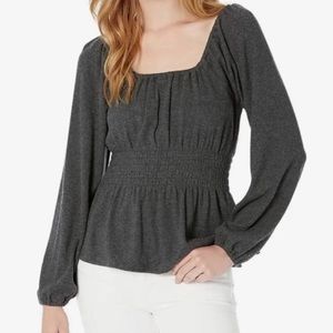 Madewell Plush Square Neck Smocked Top NWT